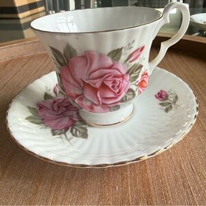 Windsor Rose Pattern Bone China Teacup and saucer